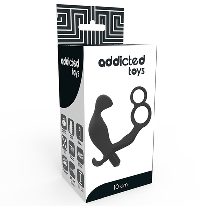 ADDICTED TOYS - PLUG ANAL CON ANILLA DOBLE PENE Y TESTÍCULOS NEGRO