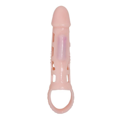 BAILE - FUNDA EXTENSORA PENE CON VIBRACIÓN Y STRAP NATURAL 13.5 CM