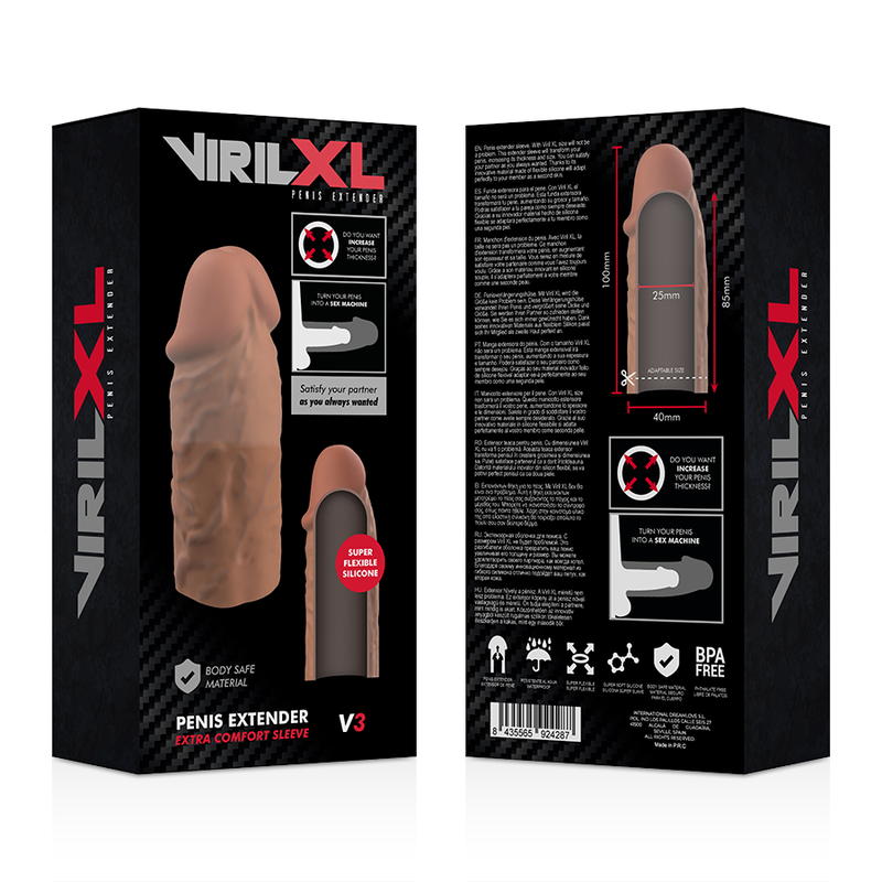 VIRILXL - EXTENSIÓN DE PENE LIQUID SILICONE V3 MARRÓN