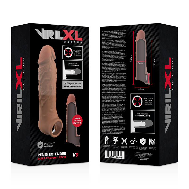 VIRILXL - EXTENSIÓN DE PENE LIQUID SILICONE V9 MARRÓN