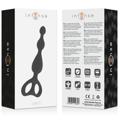 Vibrador anal negro de la marca INTENSE ANAL TOYS, con diseño erótico y textura suave para placer anal.