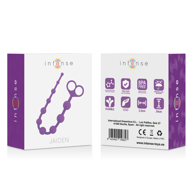 Bolas anales lilas INTENSE JAIDEN de la marca INTENSE ANAL TOYS, con cuentas para estimular y diversión anal.