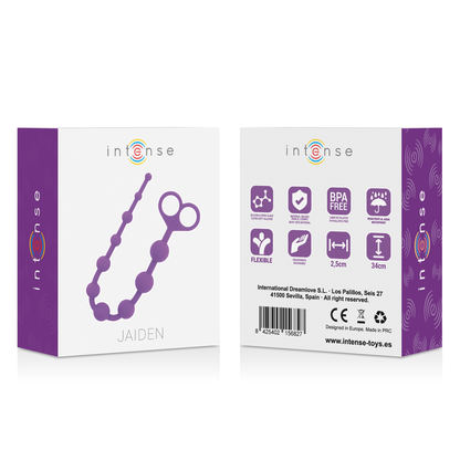 Bolas anales lilas INTENSE JAIDEN de la marca INTENSE ANAL TOYS, con cuentas para estimular y diversión anal.