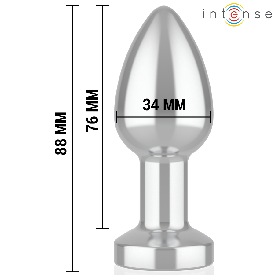 Plug anal metálico INTENSE con control remoto, 10 funciones de vibración, tamaño mediano, para placer anal seguro.