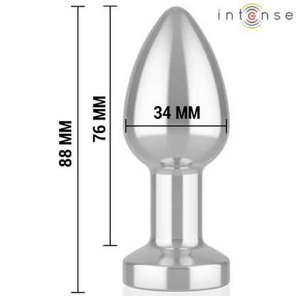 Plug anal metálico INTENSE con control remoto, 10 funciones de vibración, tamaño mediano, para placer anal seguro.