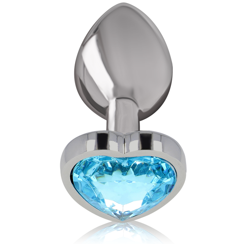 Plug anal de metal en forma de corazón azul de la marca INTENSE ANAL TOYS, tamaño M, para uso anal seguro y cómodo.