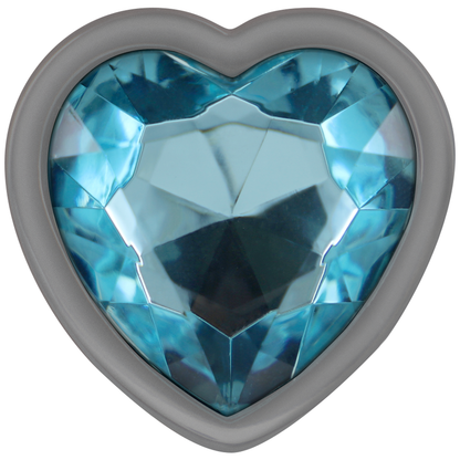 Plug anal de metal con forma de corazón azul de la marca INTENSE ANAL TOYS, tamaño M, superficie lisa y diseño elegante.