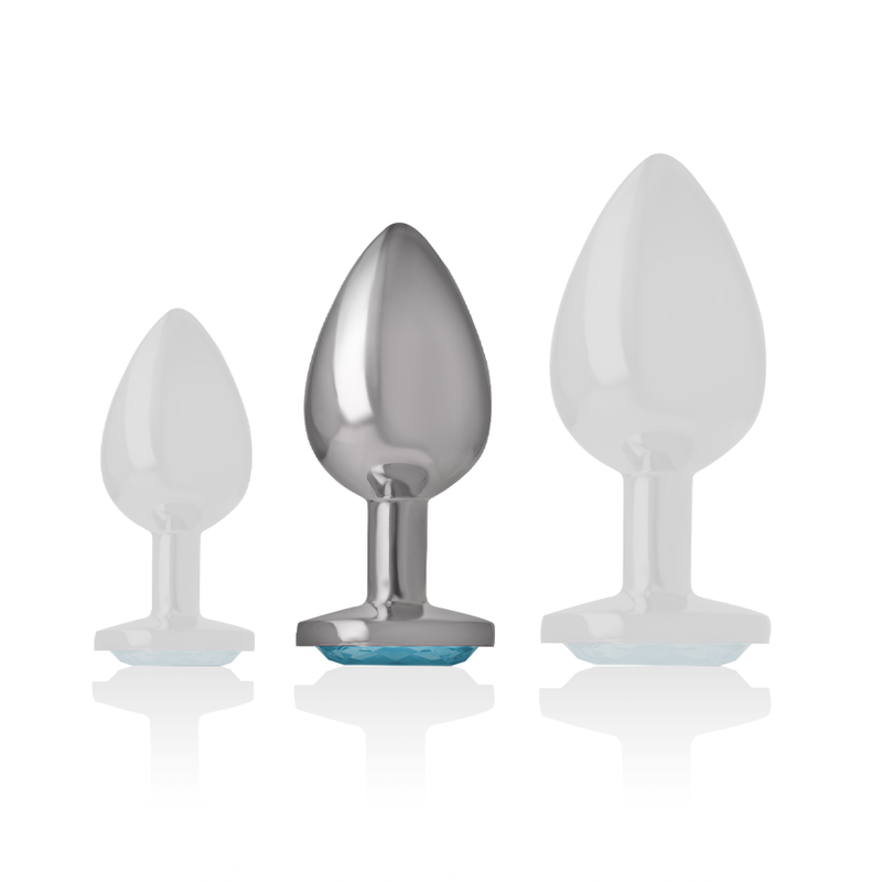 Plug anal de metal con forma de corazón azul de la marca INTENSE ANAL TOYS, tamaño M, superficie lisa y elegante.
