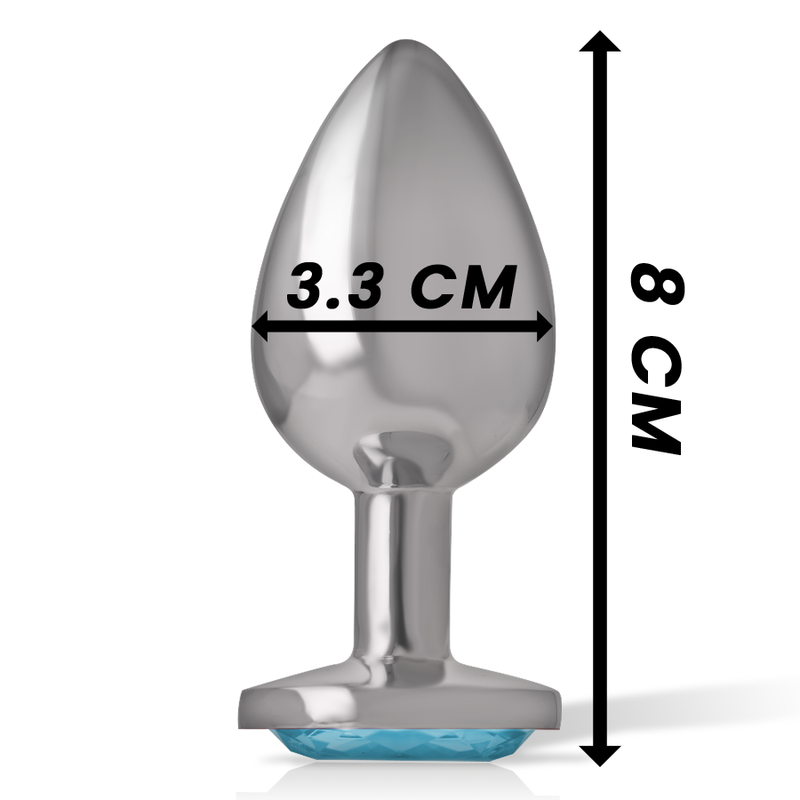Plug anal de metal con forma de corazón azul de la marca INTENSE ANAL TOYS, tamaño M, diseñado para placer y comodidad.
