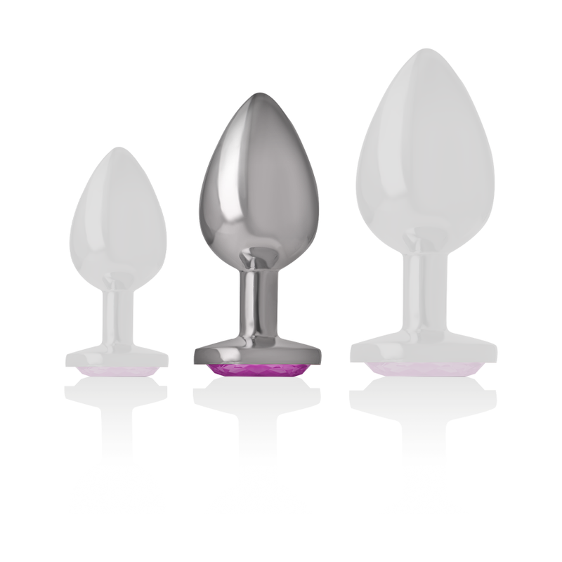 Plug anal de metal con forma de corazón rosa de tamaño M de la marca INTENSE ANAL TOYS en acabado aluminio.