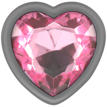 Plug anal de metal con forma de corazón rosa de la marca INTENSE ANAL TOYS, tamaño mediano, para placer anal seguro y cómodo.