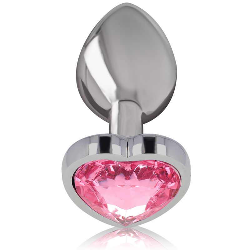 Plug anal de metal con forma de corazón rosa de tamaño M de la marca INTENSE ANAL TOYS, diseñado para uso íntimo.