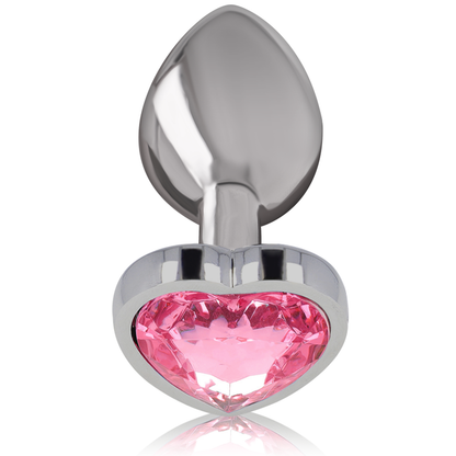 Plug anal de metal con forma de corazón rosa de tamaño M de la marca INTENSE ANAL TOYS, diseñado para uso íntimo.