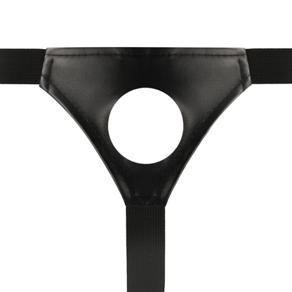 Arnés hueco de la marca INTENSE COUPLES TOYS con dildo de 16 x 3 cm, diseñado para juegos íntimos y placer en pareja.