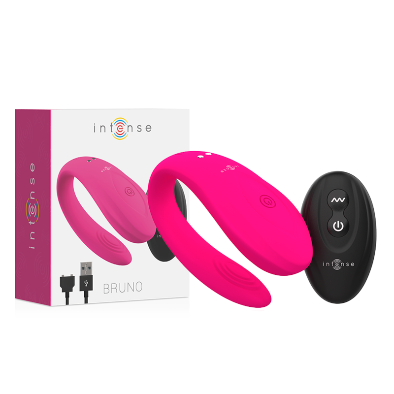 Vibrador doble rosa de la línea INTENSE de INTENSE COUPLES TOYS, diseñado para placer en pareja, con forma ergonómica y textura suave.