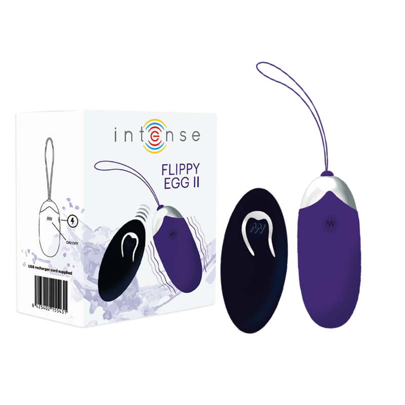 Vibrador recargable Flippy II con control remoto en color lila, de la marca INTENSE COUPLES TOYS, para placer íntimo.