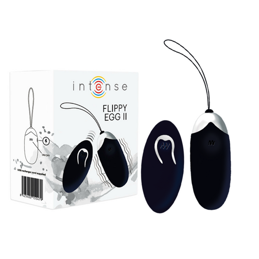 Vibrador recargable Flippy II de color negro de la marca INTENSE COUPLES TOYS, con control remoto para placer íntimo.