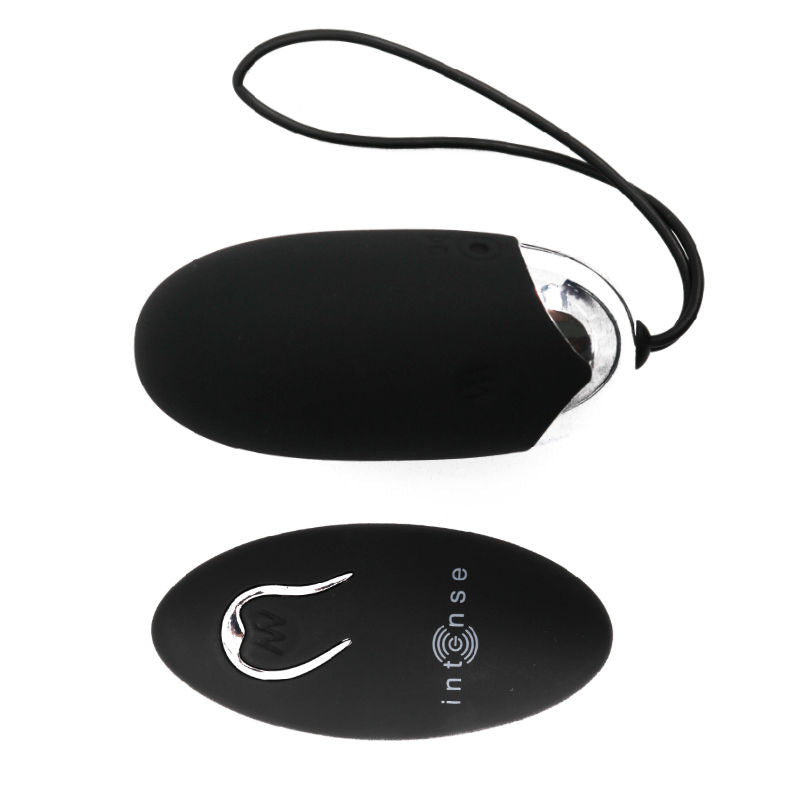 Huevo recargable Flippy II de INTENSE, control remoto negro, juguete para parejas, con diseño compacto y funcionalidad inalámbrica