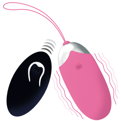 Vibrador recargable Flippy II de INTENSE, en color rosa, con control remoto para parejas, hecho de material suave y flexible.