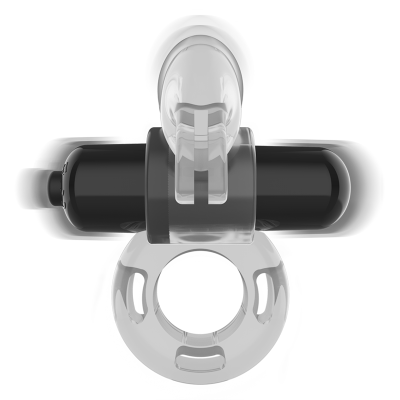 Anillo vibrador transparente INTENSE para parejas, diseñado para estimulación y placer, con un acabado suave y flexible.