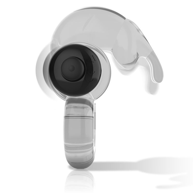 Anillo vibrador transparente de la marca INTENSE COUPLES TOYS, diseñado para pareja, con textura y tamaño compacto.
