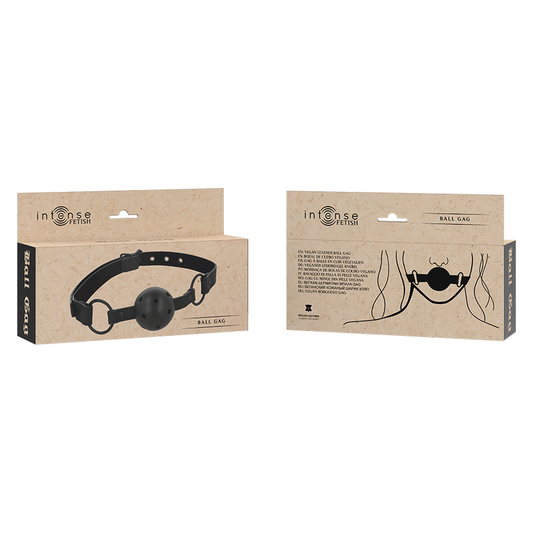 Bozal de cuero vegano de la marca INTENSE FETISH, con diseño ajustado y detalles de alta calidad para uso erótico.