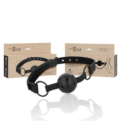 Bozal de cuero vegano de la marca INTENSE FETISH, con diseño llamativo y ajustable para uso de fetiche y BDSM.