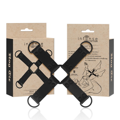 Enganche múltiple de cuero vegano para manos y pies de la marca INTENSE FETISH, diseñado para accesorios de BDSM.
