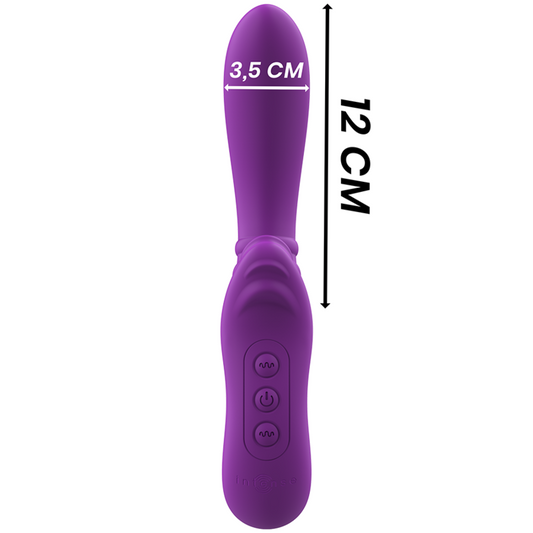 Vibrador flexible para adultos de color morado con forma de lengua, de la marca INTENSE FUN, diseñado para estimulación.