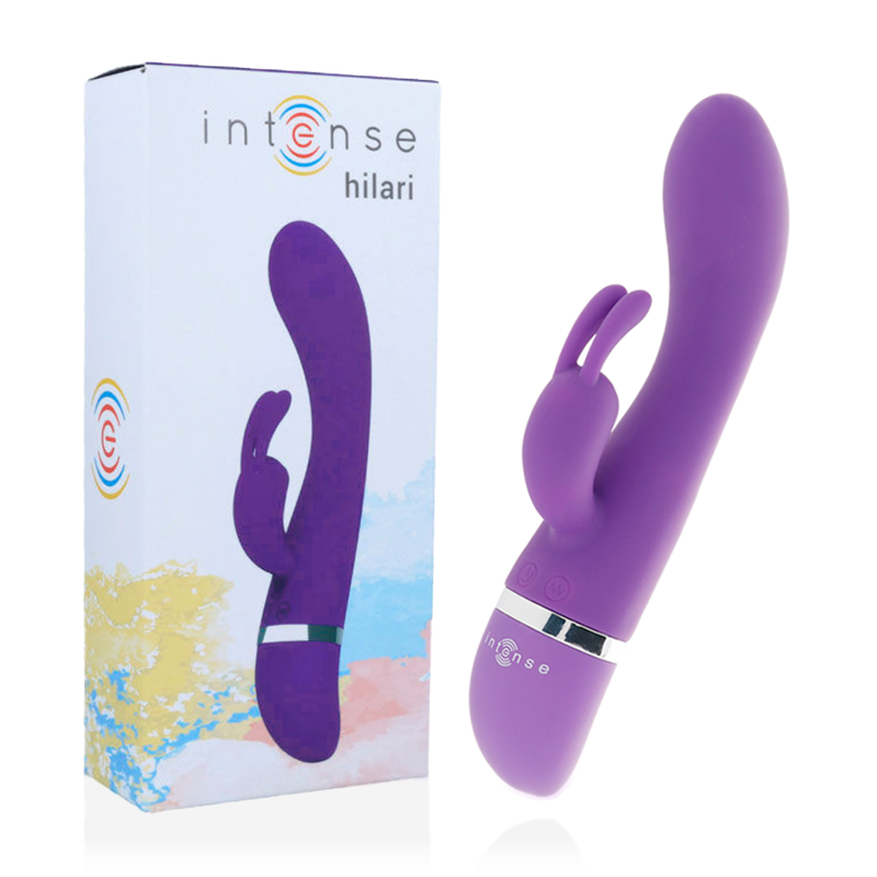 Vibrador de silicona lila INTENSE HILARI de la marca INTENSE FUN, con diseño lujoso y superficie suave.