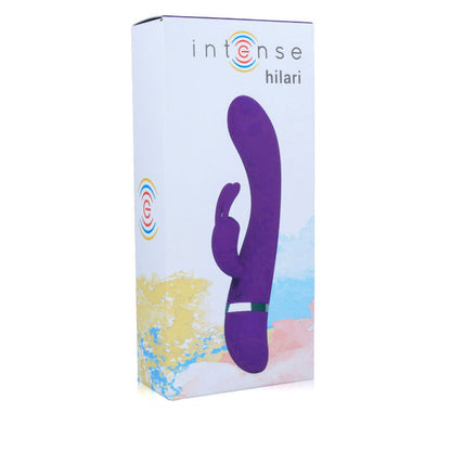 Vibrador de silicona lila INTENSE HILARI de la marca INTENSE FUN, con diseño lujoso y textura suave.