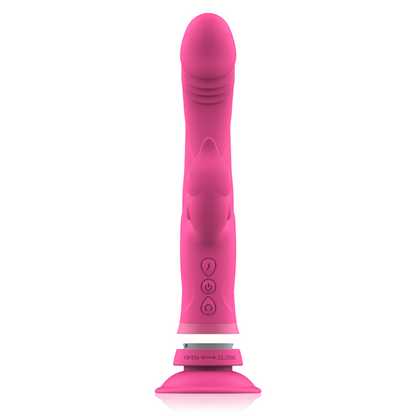 Vibrador rabbit de silicona rosa de la marca INTENSE FUN, diseño ergonómico y suave para estimulación dual.