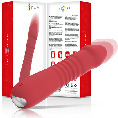 Vibrador rojo INTENSE FUN JUNI UP & DOWN con 10 funciones de vibración, diseñado para placer y estimulación.