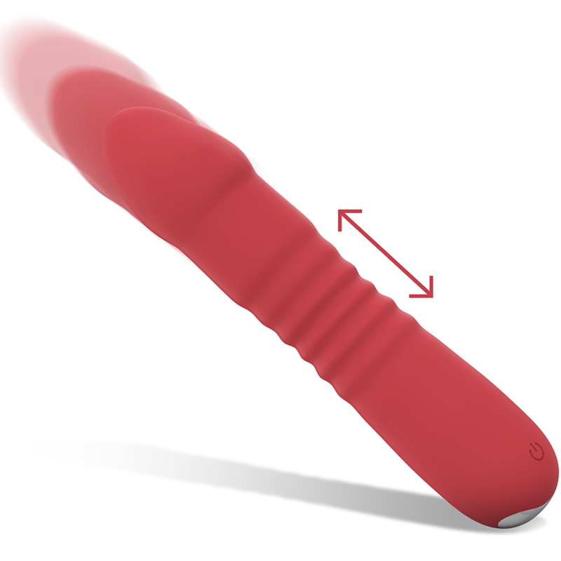Vibrador rojo INTENSE FUN JUNI UP & DOWN con 10 funciones de vibración, diseñado para placer y estimulación.