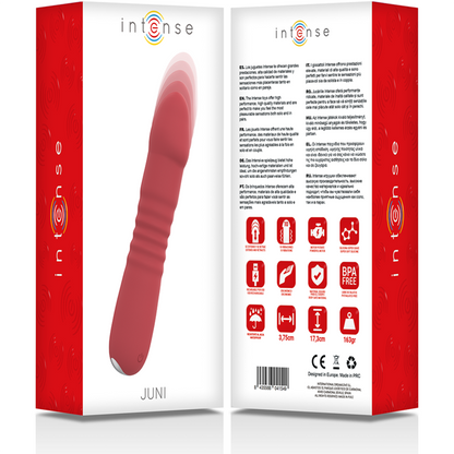 Vibrador rojo INTENSE FUN JUNI UP & DOWN con 10 funciones de vibración en imagen.