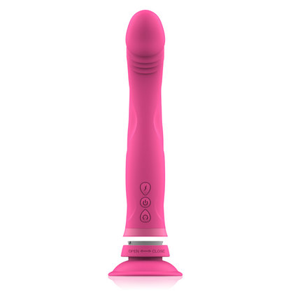 Dildo vibrador de silicona rosa de la marca INTENSE FUN, modelo Michelangelo, con forma ergonómica y textura suave.