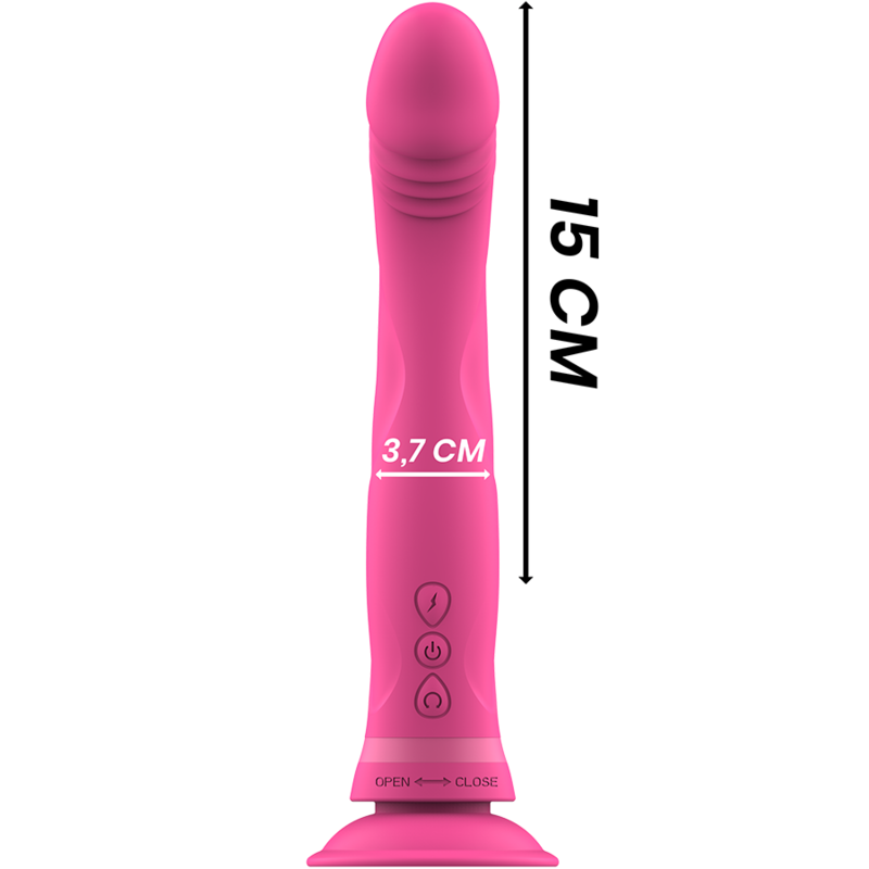 Vibrador de silicona rosa Intense Michelangelo, con diseño ergonómico y superficie suave para placer y estimulación.