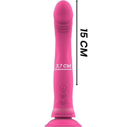 Vibrador de silicona rosa Intense Michelangelo, con diseño ergonómico y superficie suave para placer y estimulación.
