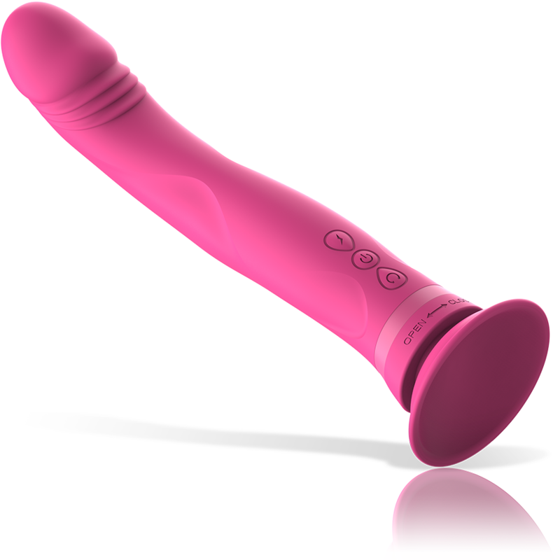 Dildo vibrador de silicona rosa de la marca INTENSE FUN, modelo Michelangelo, con forma anatómica y superficie suave.