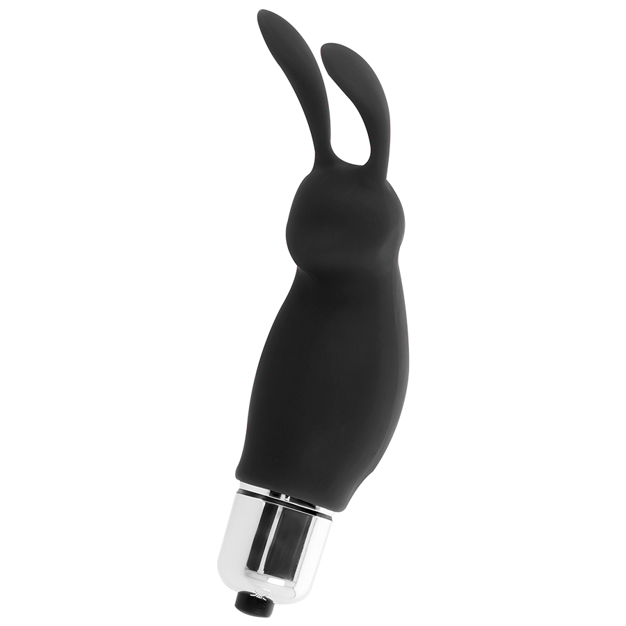 Consolador negro tipo conejo INTENSE RABBIT ROGER de la marca INTENSE FUN, con diseño ergonómico y estimulador doble.