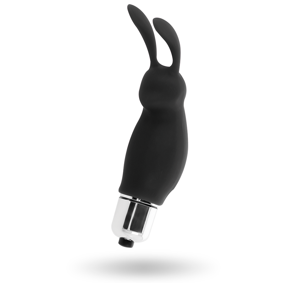 Consolador negro INTENSE RABBIT ROGER de la marca INTENSE FUN, con forma de conejo y diseño para placer íntimo.