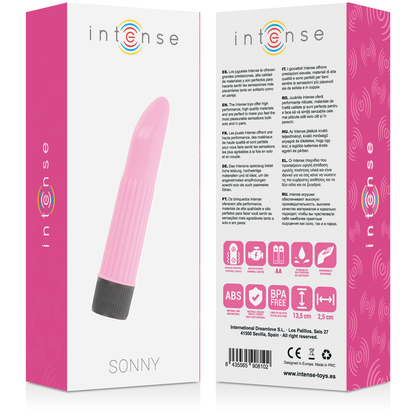 Vibrador rosa INTENSE SONNY de la marca INTENSE FUN, diseñado para placer y estimulación, con forma ergonómica y suave superficie.