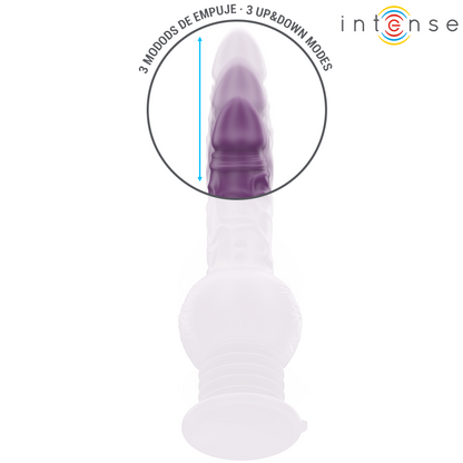 Vibrador multifunción Intense Tatum de 24 cm en color morado, con vibración up and down y diseño ergonómico.