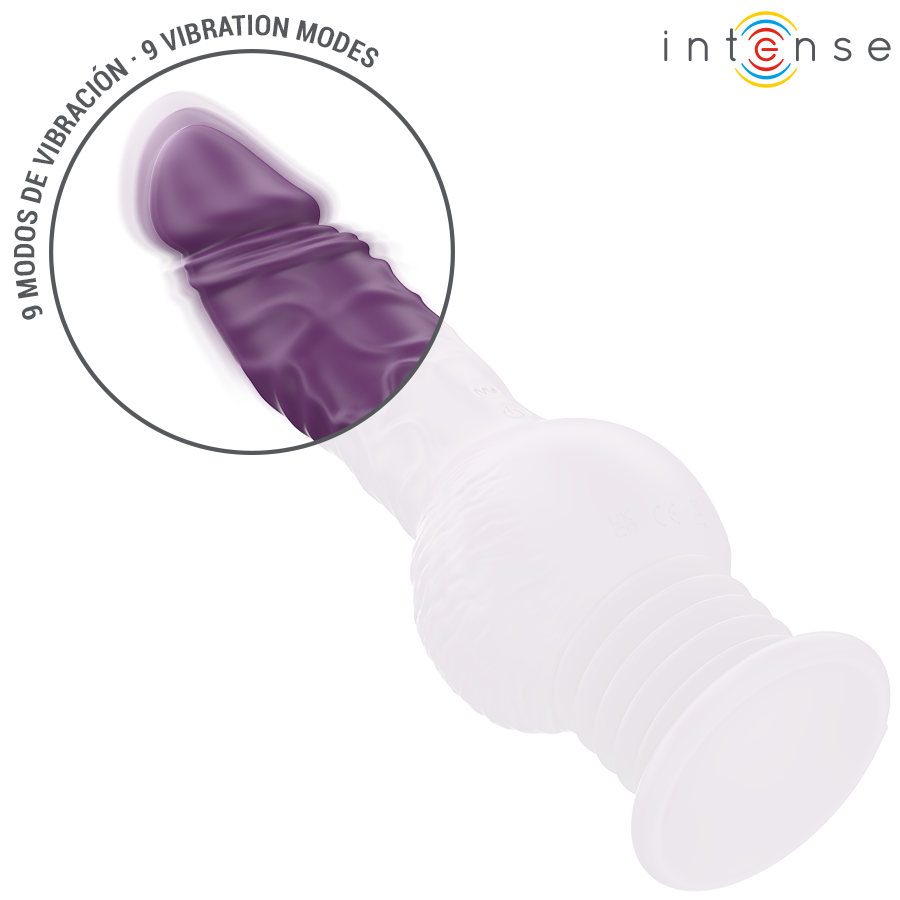 Vibrador multifunción INTENSE Tatum de 24 cm en color morado con vibración hacia arriba y abajo.
