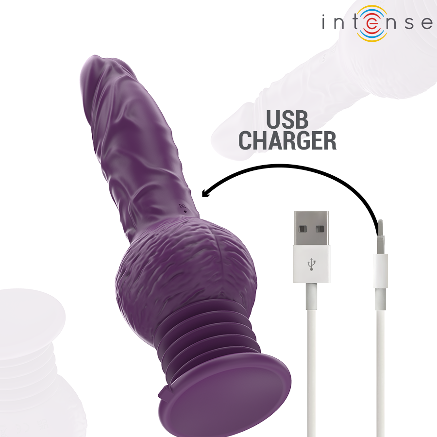 Vibrador multifunción INTENSE Tatum de 24 cm en color morado, con vibración hacia arriba y abajo, de la marca INTENSE FUN.
