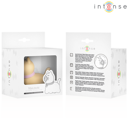 Estimulador con lengua rotativa de 360° en color amarillo de la marca INTENSE FUN, modelo Toulouse, para uso íntimo.