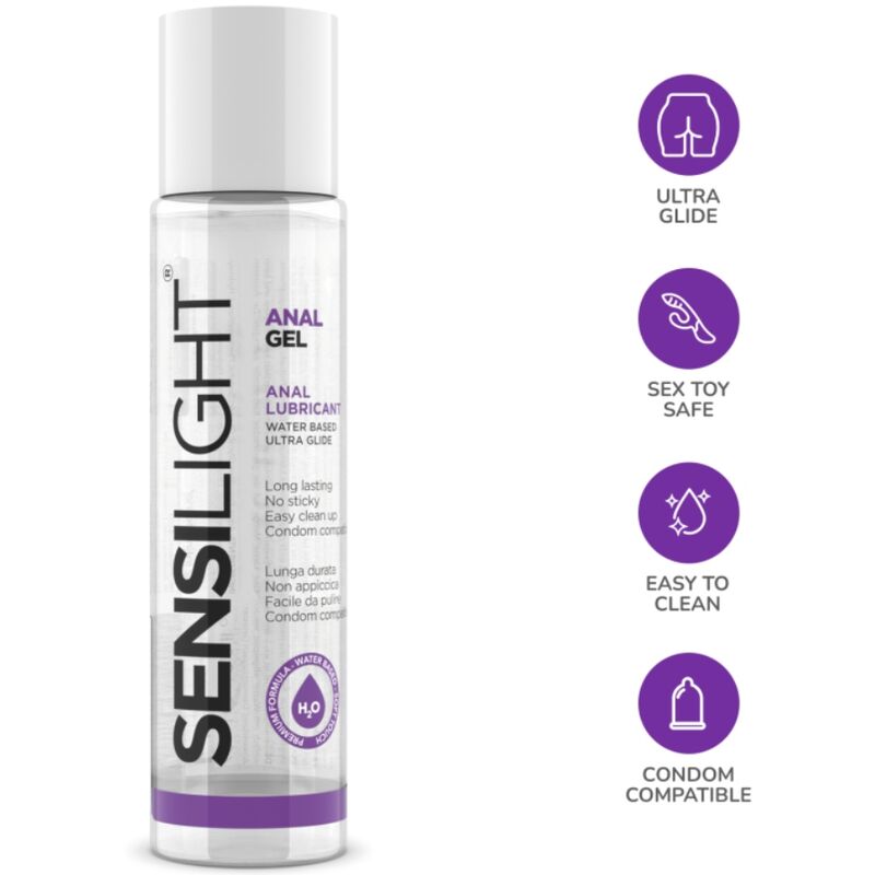 Gel anal deslizante Sensilight de INTIMATELINE en envase de 60 ml, lubricante para uso íntimo y anal.