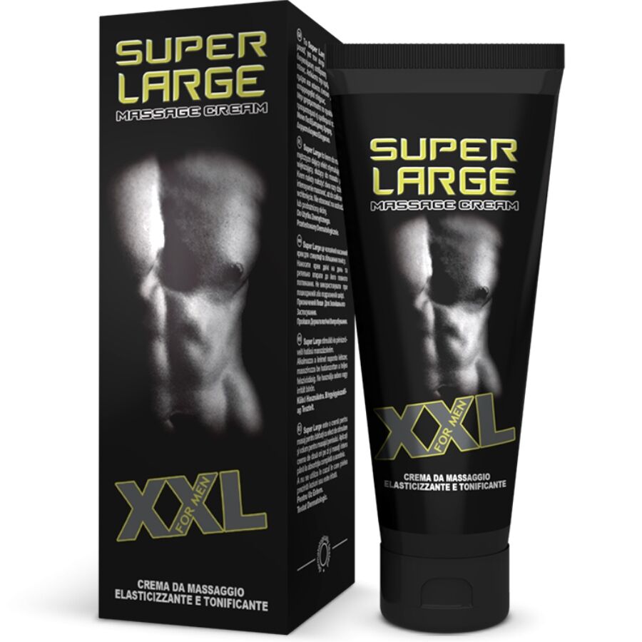 Crema volumizadora de pene INTIMATELINE Super Large XXL en frasco de 75 ml, para aumento y firmeza masculina.
