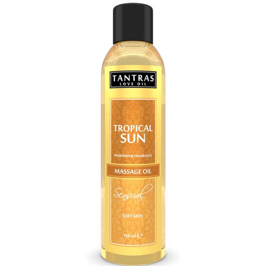 Aceite de masaje INTIMATELINE Tantras Love Oil Tropical Sun, 150 ml, con aroma tropical para cuidado y relajación corporal.
