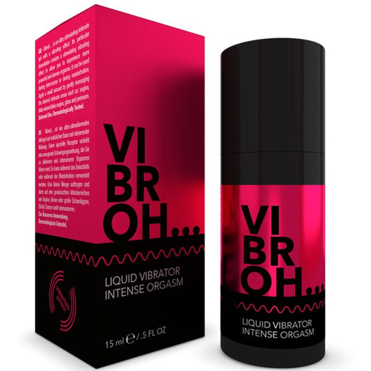Vibrador líquido INTIMATELINE VIBROH de 15 ml, envase con vibrador líquido para uso íntimo, en presentación de 15 ml.